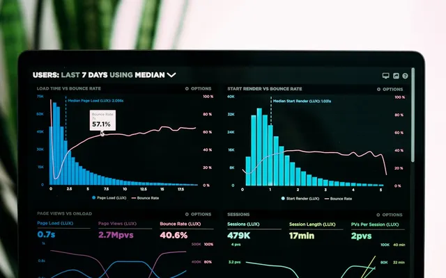 Website analytics dashboard on a laptop